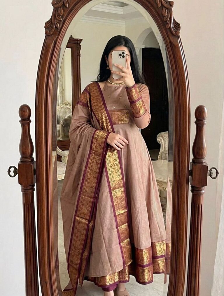 Pattu Cotton Handwork Jacquard Zari Border Top & Dupatta Set