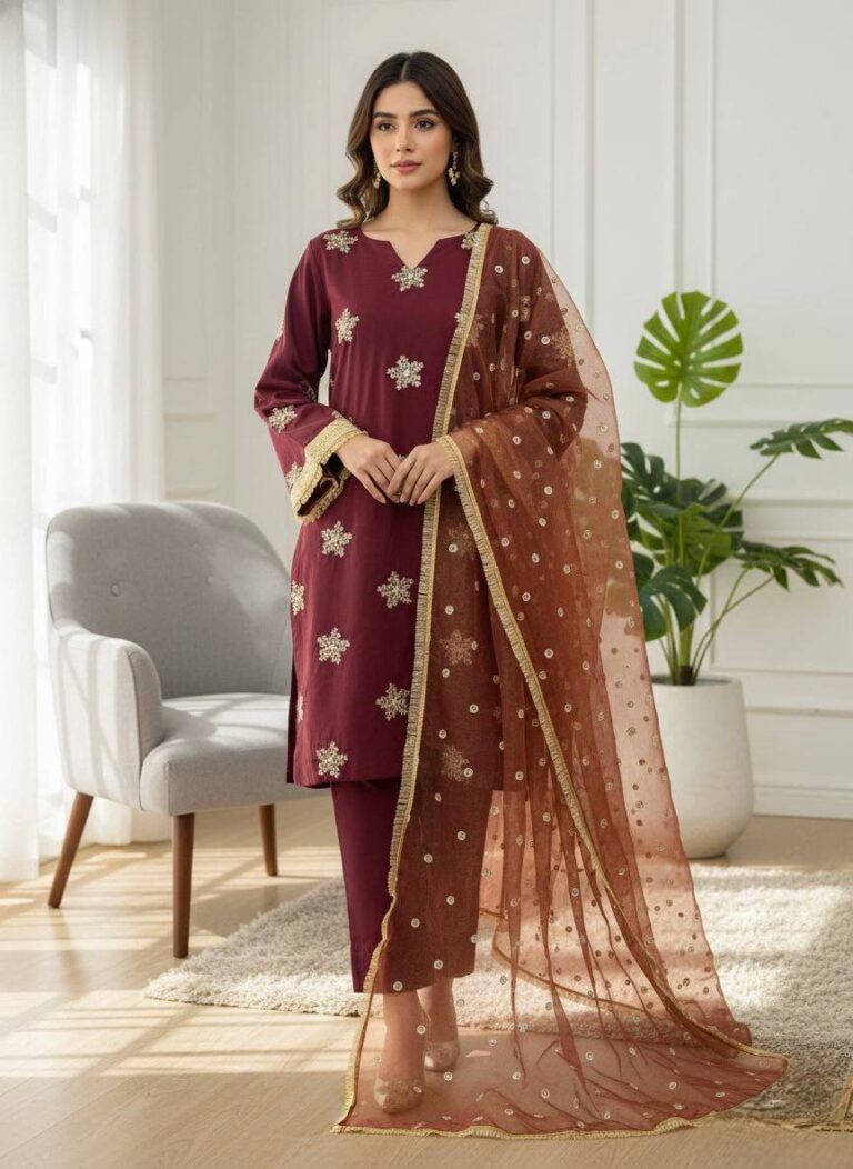 Natural Crep Silk Top-Bottom And Dupatta Set